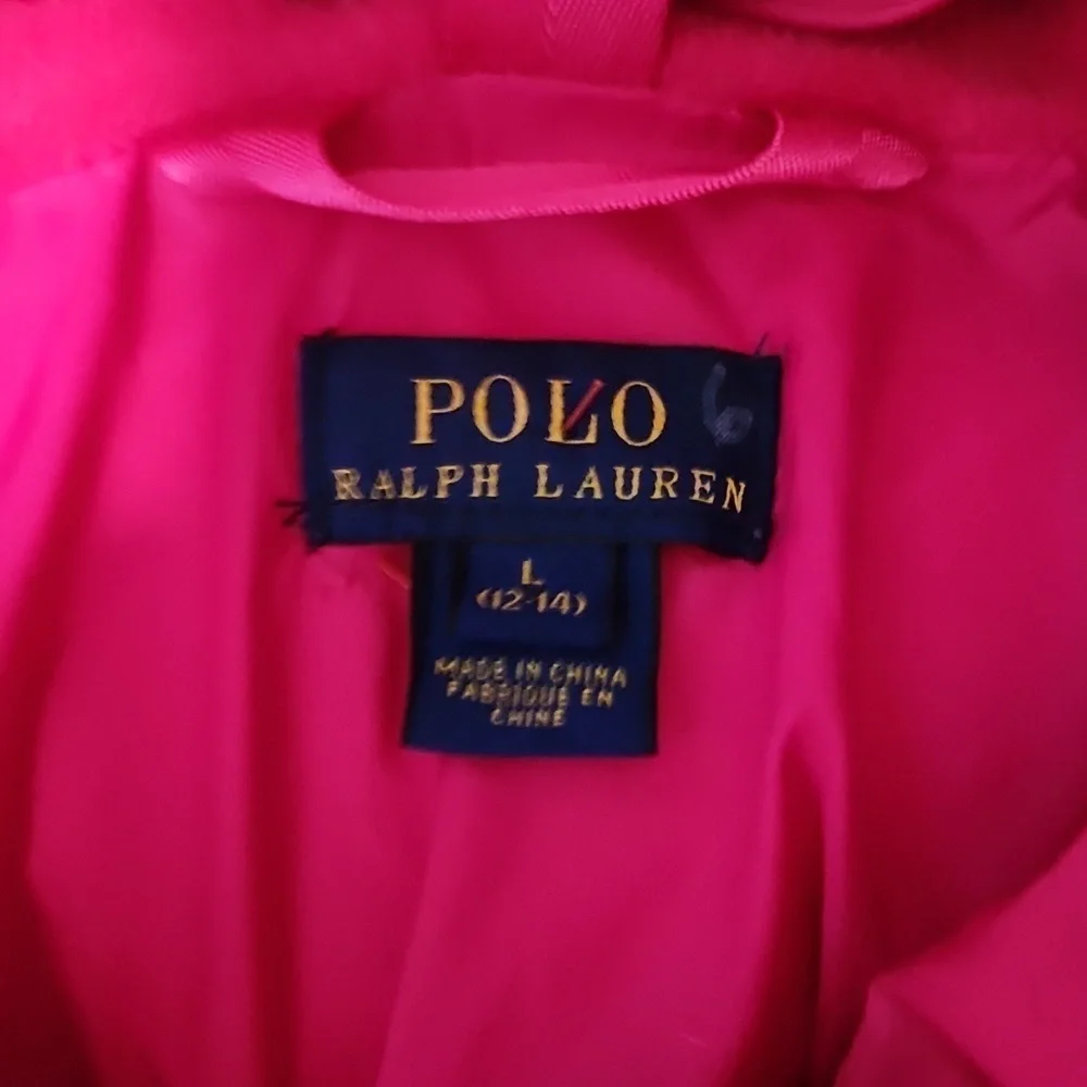 Polo Ralph Lauren  Hooded Puffer Down Jacket Coat -Hot Pink  Size 12/14 Ski/Snow